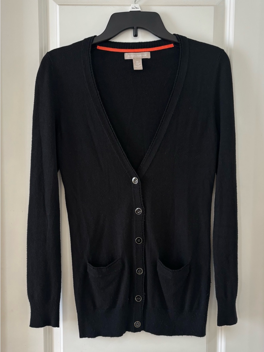 Banana Republic Black V-Neck Button Cardigan Sweater